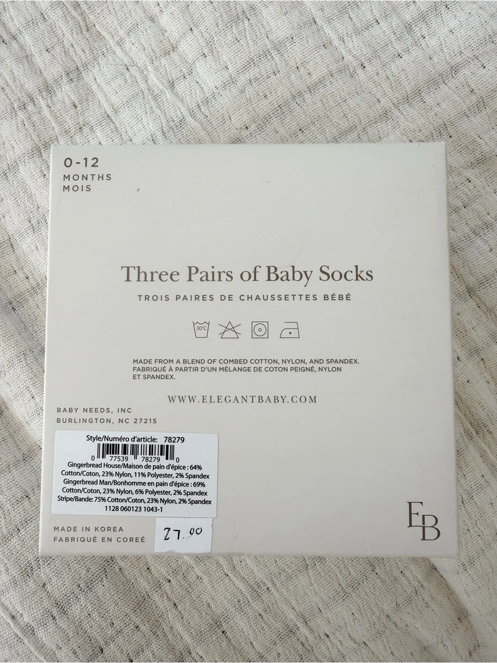 Elegant Baby Holiday Gingerbread Kids Sock Gift Set in Green, Red, White